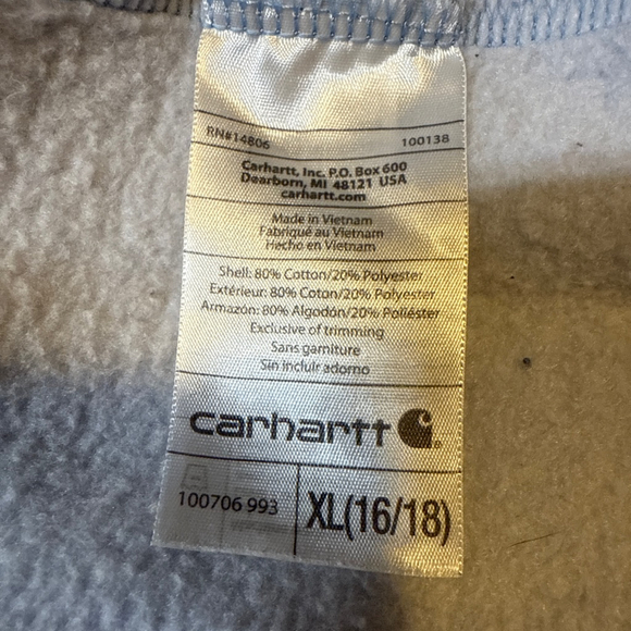 Women's Carhartt Light Blue Full Zip Sweatshirt XL - Picture 7 of 8